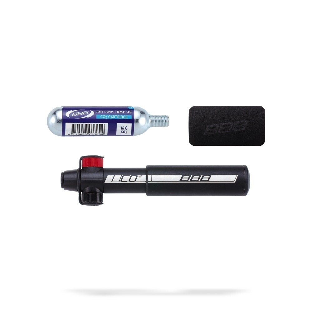 Kit Mini Pompe Vélo BBB Co2 Blaster BMP-33S Avec Support - 8 Bar